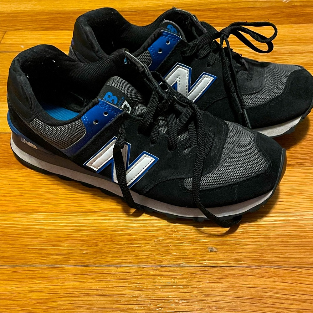 New Balance Mens ML574AAB - 574 Running Shoes Black Blue Size 8.5